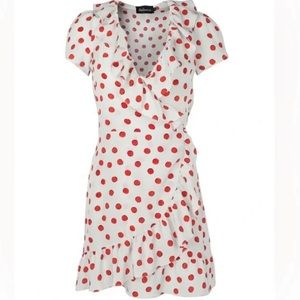 Realisation Par Valentina Wrap Dress in Red & White Polka Dot Size Small